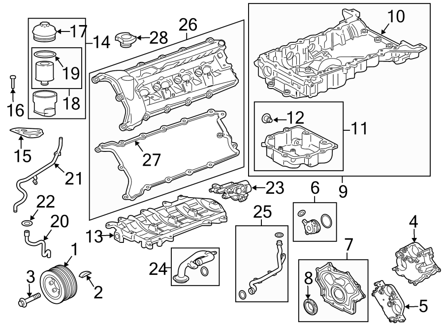 Diagram ENGINE PARTS. for your 2011 Jaguar XJ  L Sedan 