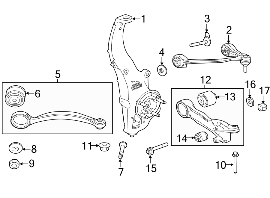 Diagram FRONT SUSPENSION. SUSPENSION COMPONENTS. for your 2019 Jaguar F-Type   