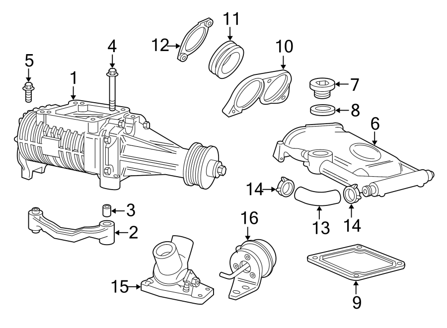 Diagram Front bumper & grille. Supercharger & components. for your 2011 Jaguar XJ  L Sedan 