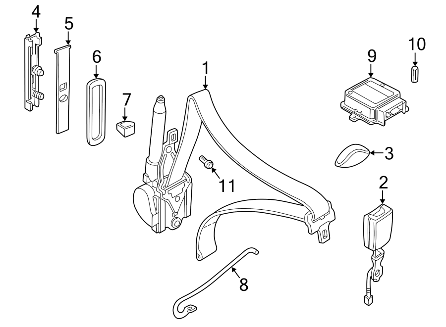 Diagram RESTRAINT SYSTEMS. FRONT SEAT BELTS. for your 2020 Jaguar F-Pace  Premium Sport Utility 