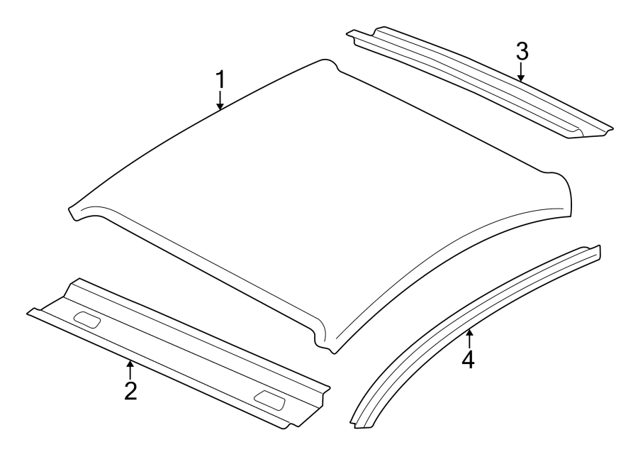 Full size assembly image of EXTERIOR TRIM. ROOF & COMPONENTS. (1/1)
