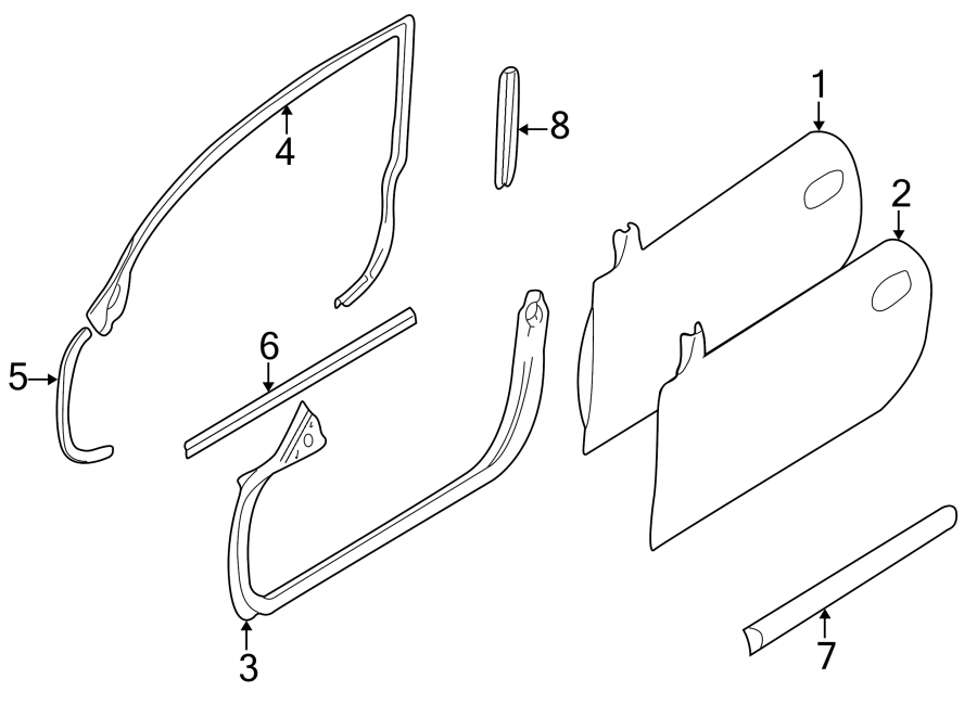 Diagram DOOR & COMPONENTS. EXTERIOR TRIM. for your 2014 Jaguar F-Type   