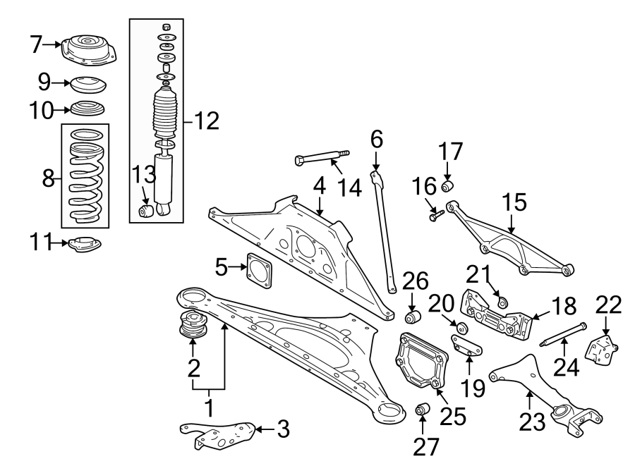 Diagram REAR SUSPENSION. SUSPENSION COMPONENTS. for your 2000 Jaguar XKR  Base Coupe 