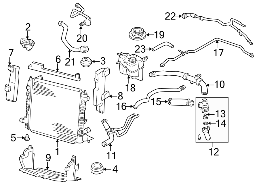 Diagram RADIATOR & COMPONENTS. for your 2018 Jaguar XF   