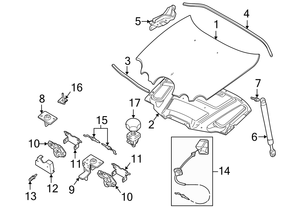 Diagram HOOD & COMPONENTS. for your Jaguar