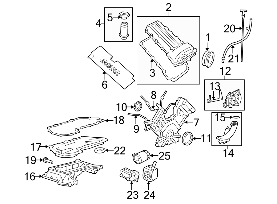 Diagram ENGINE PARTS. for your 1997 Jaguar Vanden Plas   