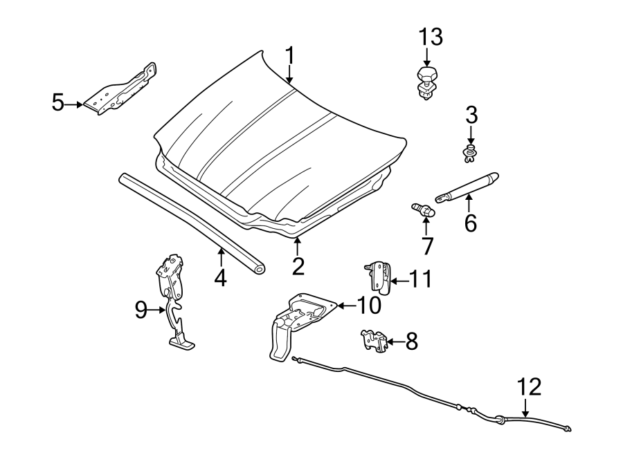 Diagram HOOD & COMPONENTS. for your Jaguar