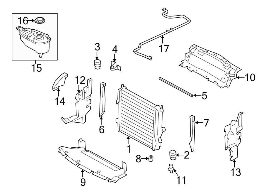 Diagram RADIATOR & COMPONENTS. for your 2022 Jaguar XF   