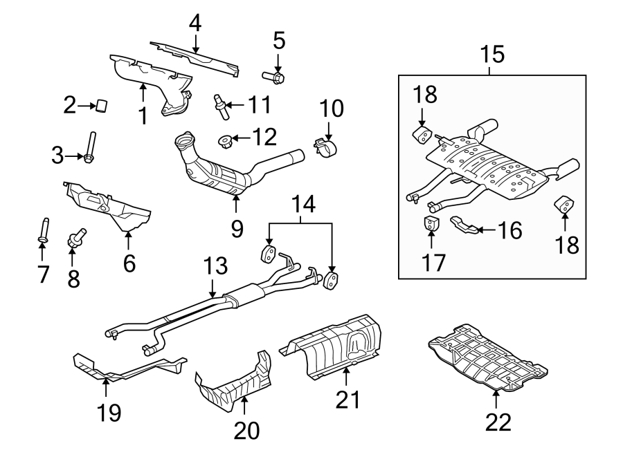 Diagram EXHAUST SYSTEM. EXHAUST COMPONENTS. for your 2020 Jaguar F-Pace   