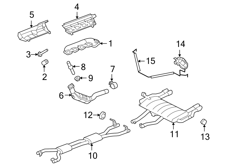 Diagram EXHAUST SYSTEM. EXHAUST COMPONENTS. for your 2018 Jaguar XJ  Supercharged Sedan 