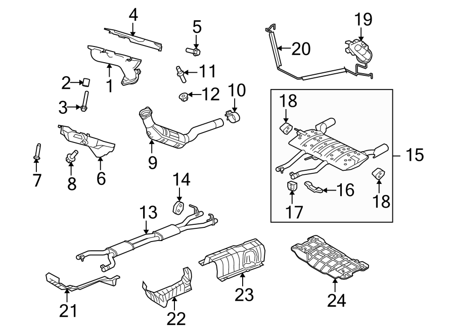 Diagram EXHAUST SYSTEM. EXHAUST COMPONENTS. for your 2020 Jaguar F-Pace   