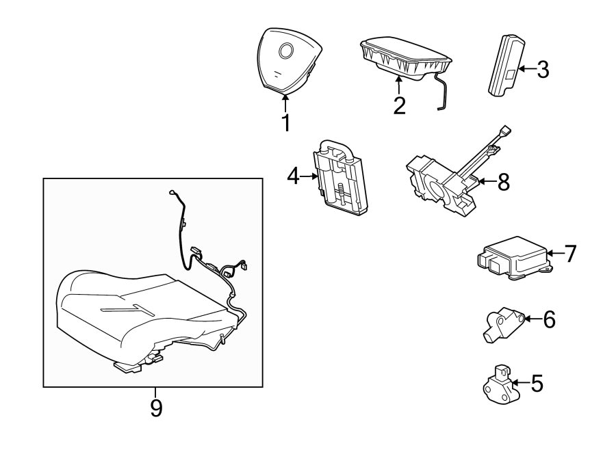 Diagram Restraint systems. Air bag components. for your 2000 Jaguar XJR   