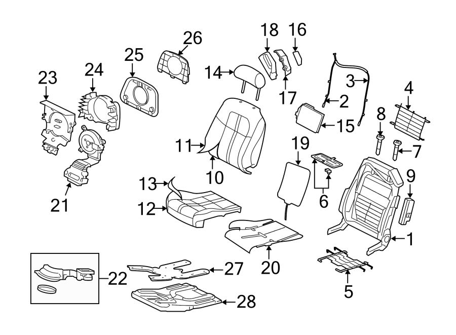 Diagram SEATS & TRACKS. FRONT SEAT COMPONENTS. for your 2007 Jaguar XK   