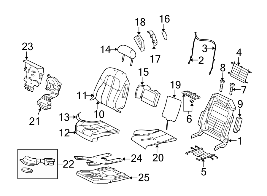 Diagram SEATS & TRACKS. FRONT SEAT COMPONENTS. for your 2015 Jaguar XKR-S   