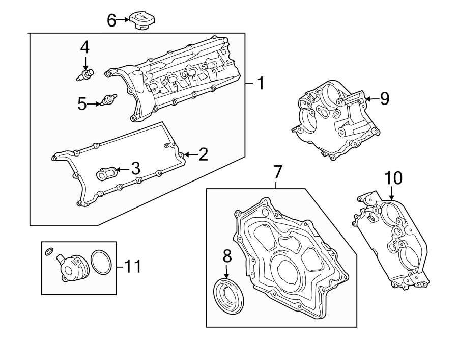 Diagram VALVE & TIMING COVERS. for your 2015 Jaguar XJ  Supercharged Sedan 