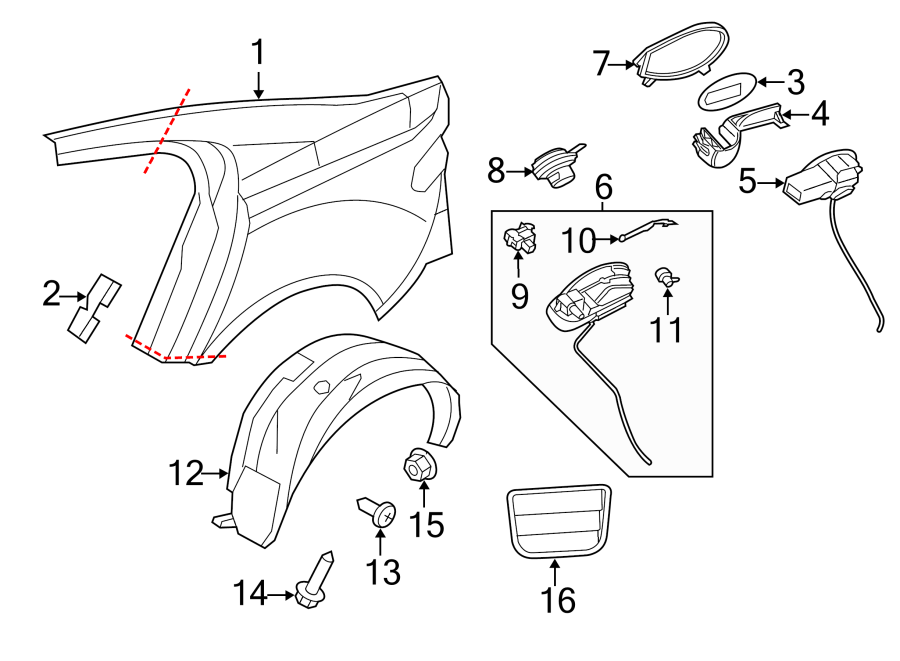 Diagram QUARTER PANEL & COMPONENTS. for your Jaguar