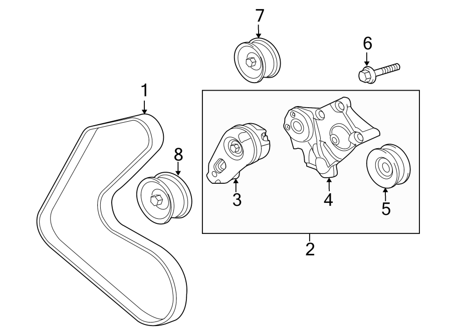 Diagram BELTS & PULLEYS. for your Jaguar XF  