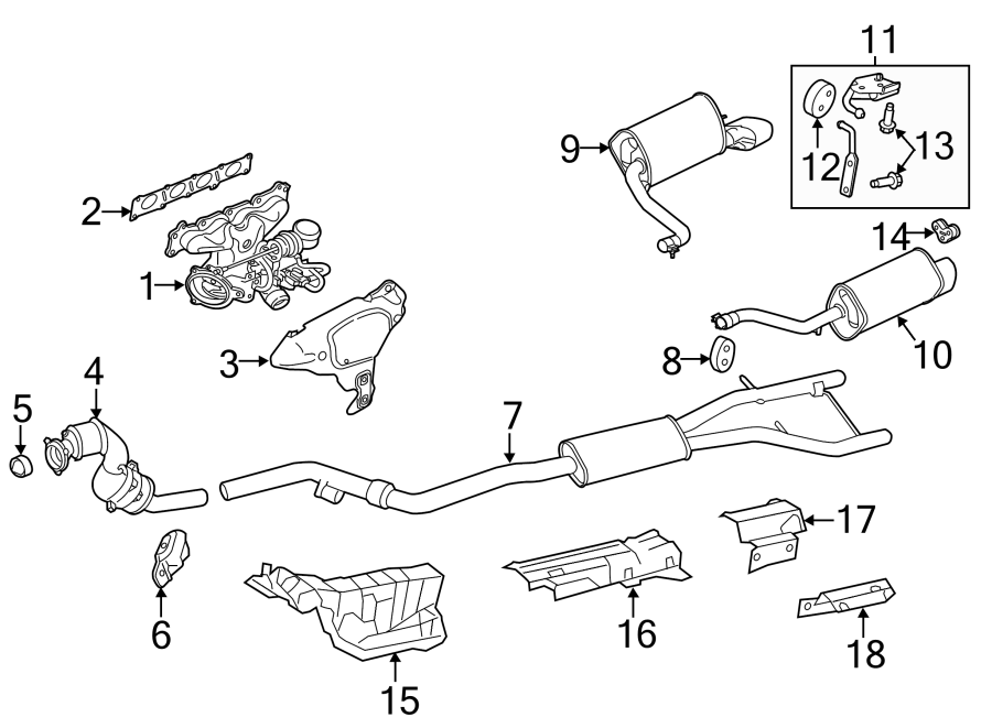 Diagram EXHAUST SYSTEM. EXHAUST COMPONENTS. for your 2021 Jaguar F-Pace   