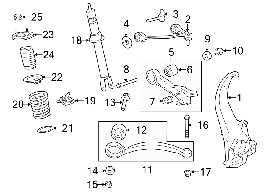 Diagram FRONT SUSPENSION. SUSPENSION COMPONENTS. for your 2021 Jaguar F-Pace  R-Sport 