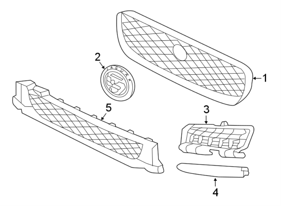 Diagram FRONT BUMPER & GRILLE. GRILLE & COMPONENTS. for your 2014 Jaguar XJR   