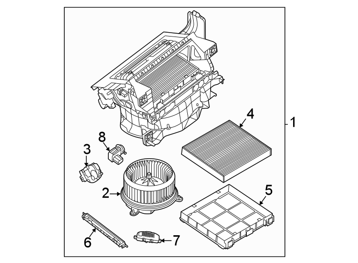 Diagram Air conditioner & heater. Front blower. for your Jaguar