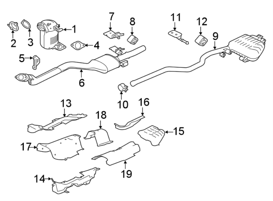 Diagram EXHAUST SYSTEM. EXHAUST COMPONENTS. for your 2020 Jaguar F-Pace  Checkered Flag Sport Utility 