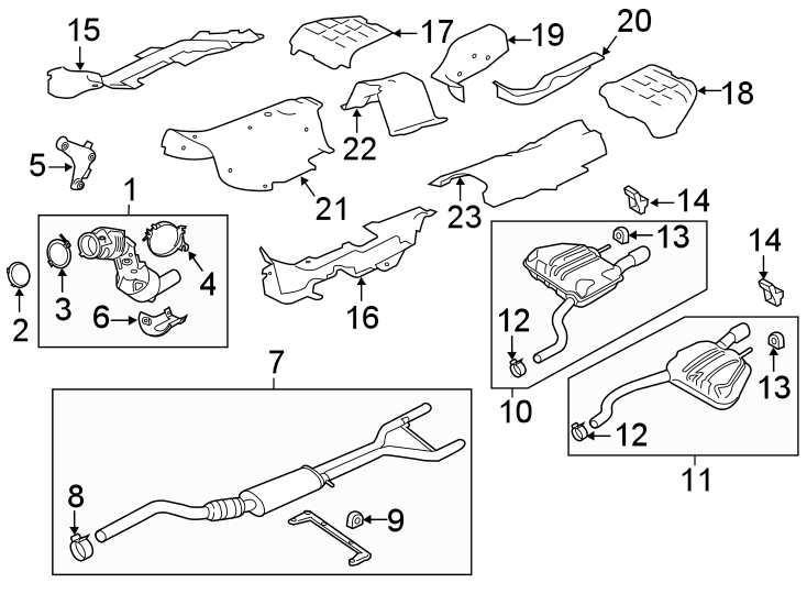 Diagram EXHAUST SYSTEM. EXHAUST COMPONENTS. for your Jaguar XF  