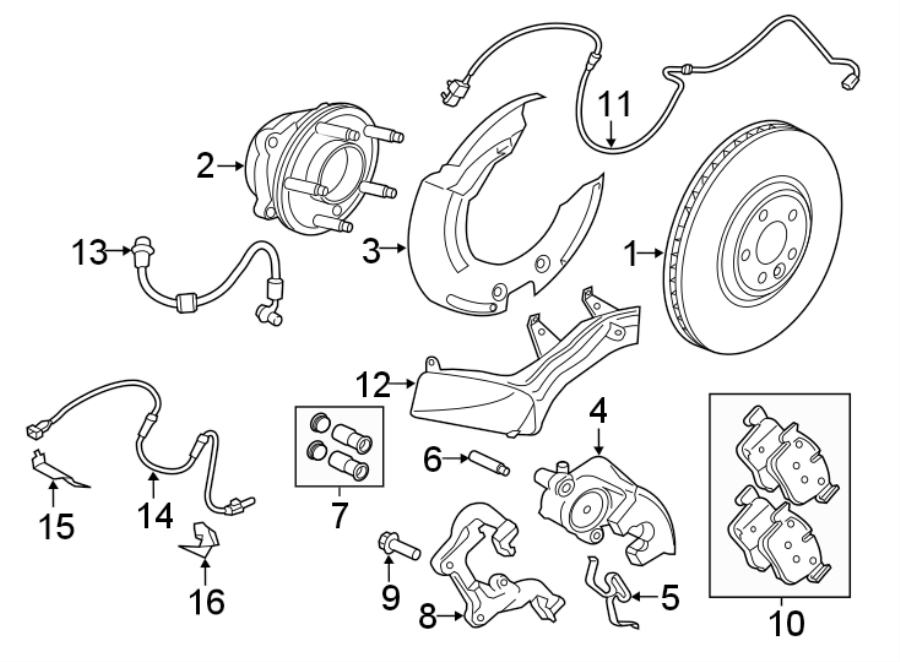 Diagram FRONT SUSPENSION. BRAKE COMPONENTS. for your 2009 Jaguar XK   