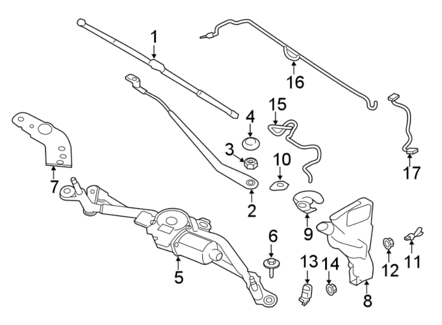 Diagram WIPER & WASHER COMPONENTS. for your Jaguar F-Pace  