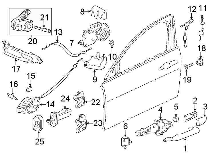 Diagram FRONT DOOR. LOCK & HARDWARE. for your 2024 Jaguar F-Type   