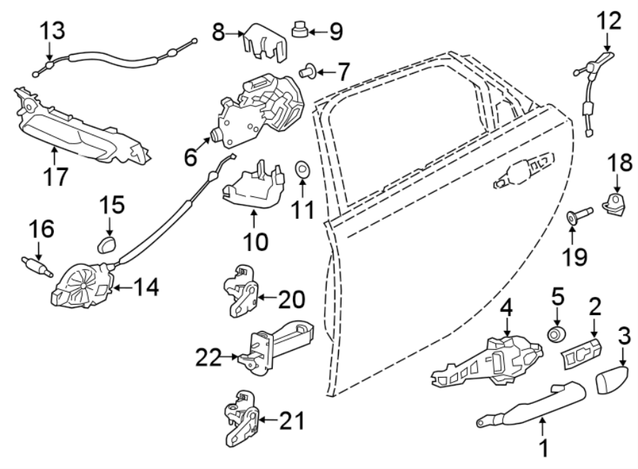 Diagram REAR DOOR. LOCK & HARDWARE. for your 2024 Jaguar F-Type   