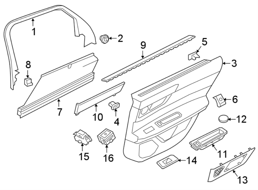 Diagram REAR DOOR. INTERIOR TRIM. for your Jaguar XF  