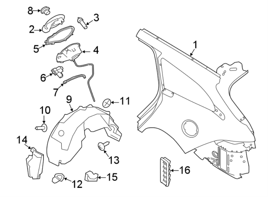 Diagram QUARTER PANEL & COMPONENTS. for your Jaguar