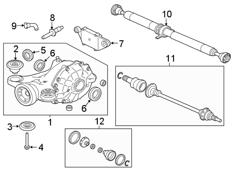 Diagram REAR SUSPENSION. AXLE & DIFFERENTIAL. for your Jaguar XF  