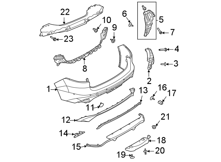 Diagram Rear bumper. Bumper & components. for your 2018 Jaguar XJ  L Portfolio Sedan 