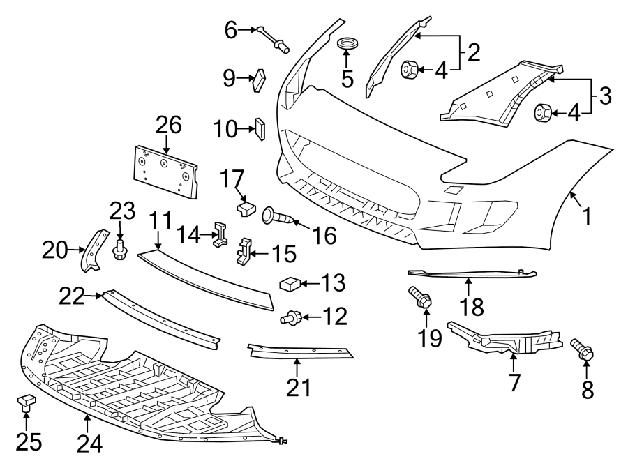 Diagram FRONT BUMPER & GRILLE. BUMPER & COMPONENTS. for your 2005 Jaguar Vanden Plas   