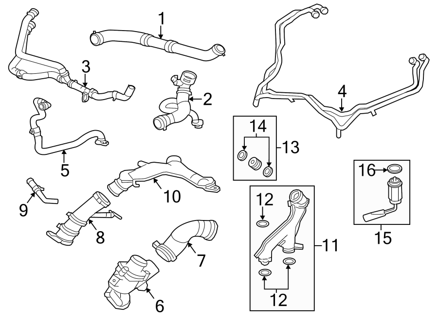 Diagram HOSES & PIPES. for your 2012 Jaguar XF   