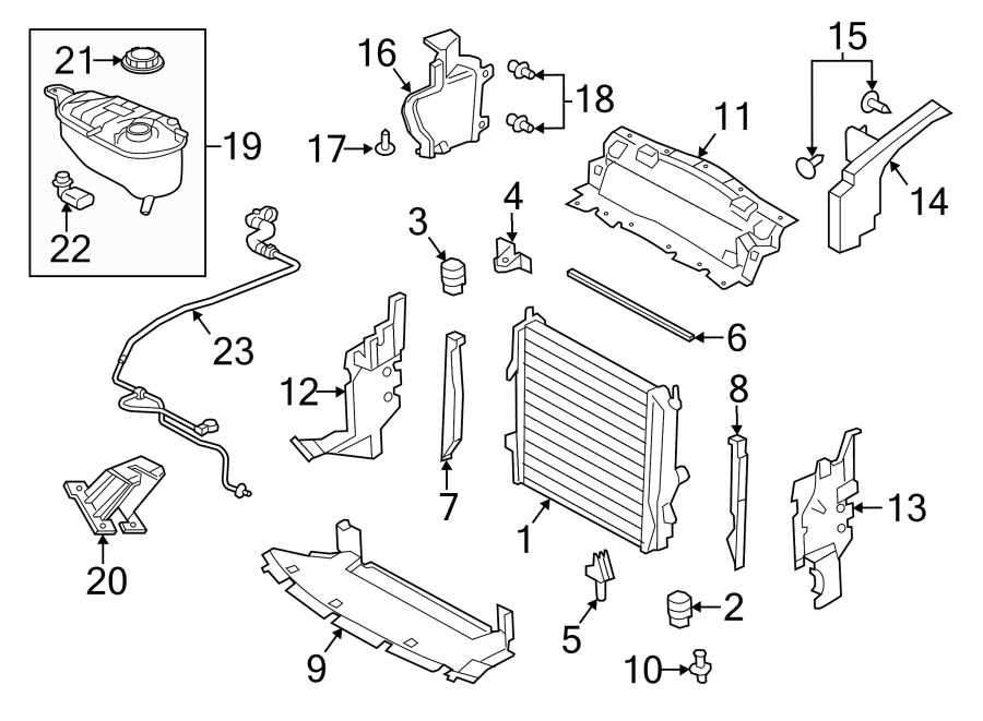 Diagram RADIATOR & COMPONENTS. for your 2015 Jaguar F-Type  V8 S Convertible 