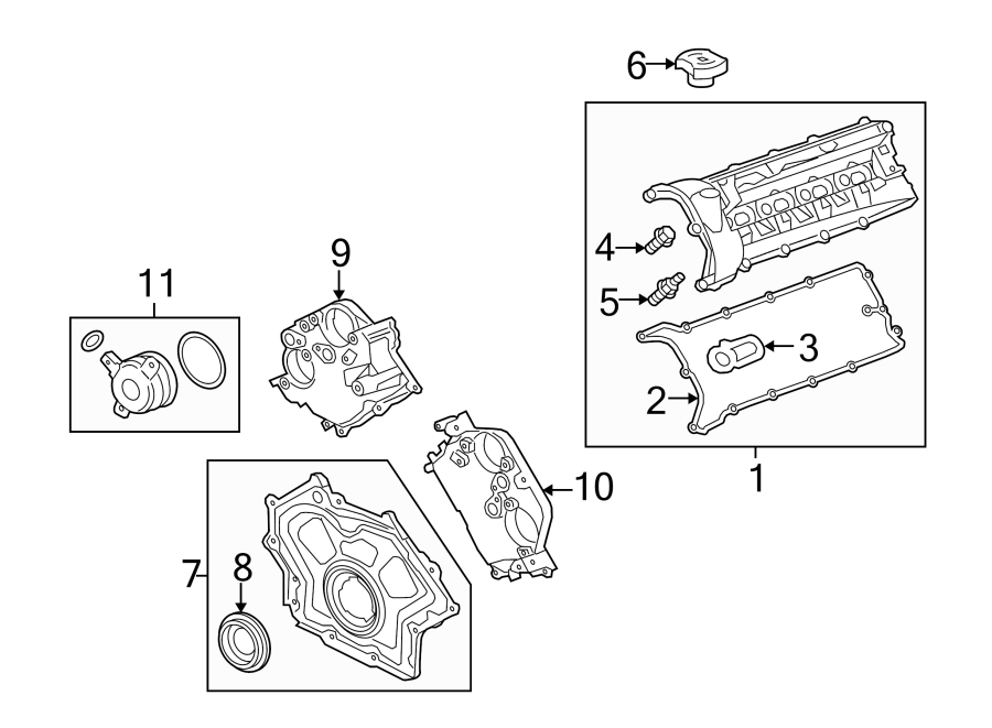 Diagram VALVE & TIMING COVERS. for your 2021 Jaguar F-Type   