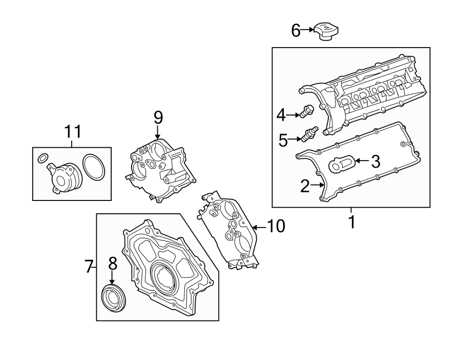 Diagram VALVE & TIMING COVERS. for your 2018 Jaguar F-Type   