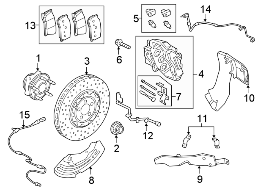 Diagram FRONT SUSPENSION. BRAKE COMPONENTS. for your Jaguar F-Type  