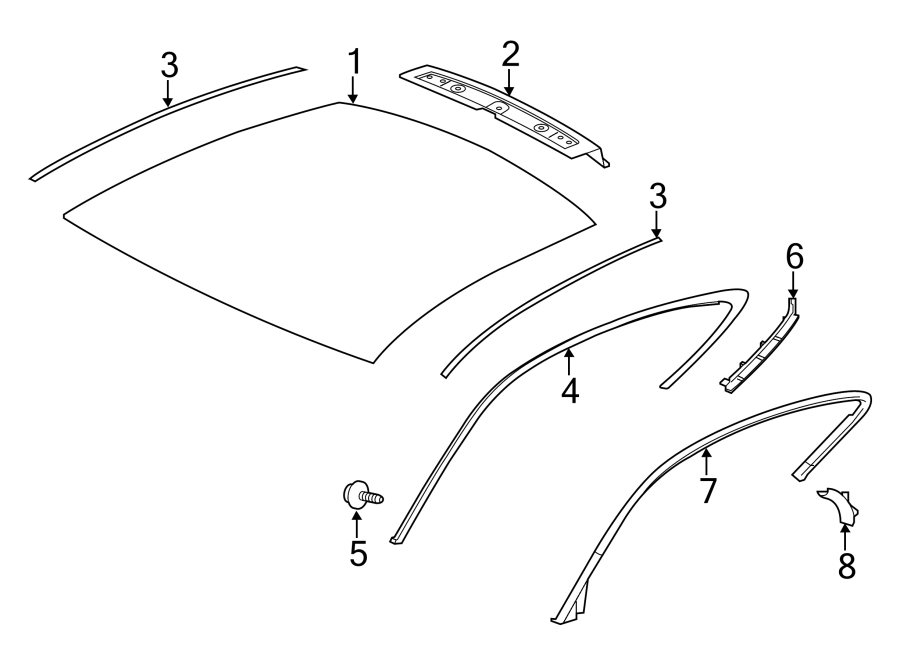 Diagram EXTERIOR TRIM. ROOF & COMPONENTS. for your Jaguar F-Type  