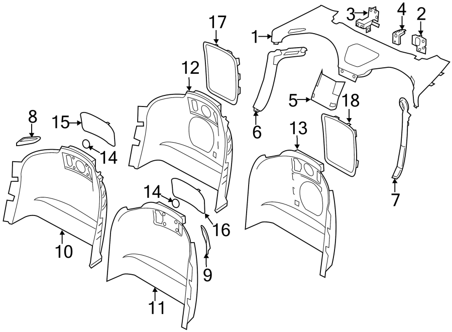 Diagram Rear body & floor. Interior trim. for your 2021 Jaguar F-Type   