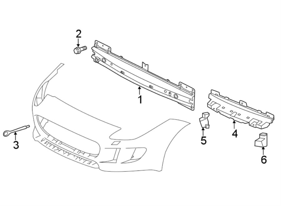 Diagram FRONT BUMPER & GRILLE. BUMPER & COMPONENTS. for your Jaguar F-Type  