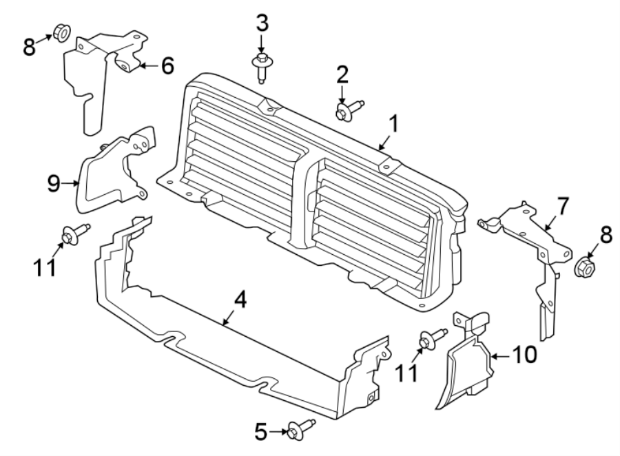 Diagram RADIATOR SUPPORT. AIR DEFLECTOR. for your 2018 Jaguar XJ   