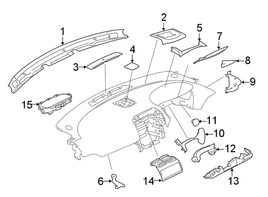 Diagram INSTRUMENT PANEL COMPONENTS. for your Jaguar