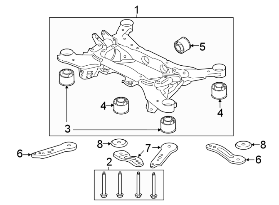 Diagram REAR SUSPENSION. CROSSMEMBERS & COMPONENTS. for your 2004 Jaguar S-Type   