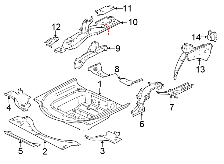 Diagram REAR BODY & FLOOR. FLOOR & RAILS. for your Jaguar XE  