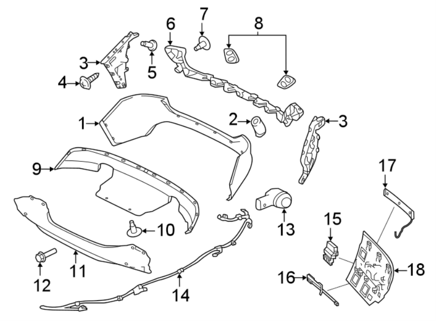 Diagram REAR BUMPER. BUMPER & COMPONENTS. for your 2007 Jaguar Vanden Plas   