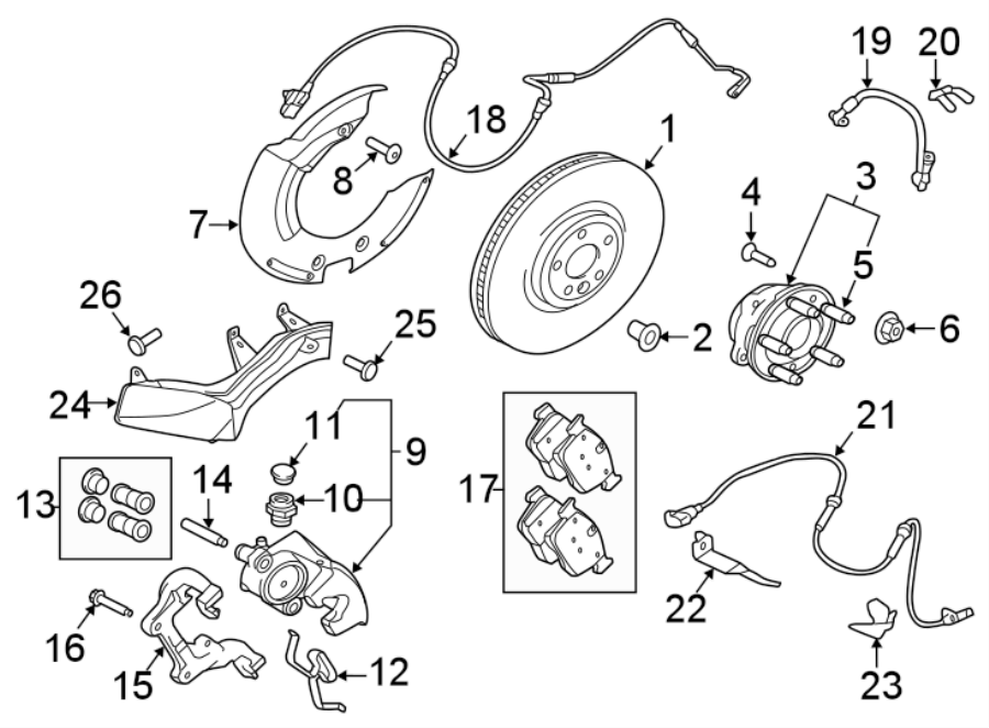 Diagram FRONT SUSPENSION. BRAKE COMPONENTS. for your 2016 Jaguar XF   